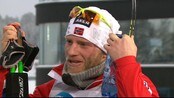 Martin Johnsrud Sundby etter 5-mila - Martin Johnsrud Sundby etter 5-mila i Holmekollen. Han prøvde å rykke i siste bakken og var stiv som en stokk på oppløpet, så andreplass i Kollen var helt grei.