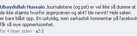 Ubaydullah på Facebook (Foto: Skjermdump) Ubaydullah på Facebook (Foto: Skjermdump)