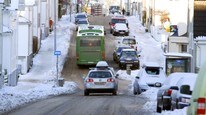 Snø i byen (Foto: Ole Andreas Bø/NRK)