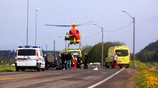 Kollisjon mellom sykkel og bil. (Foto: Peder Gjersøe)