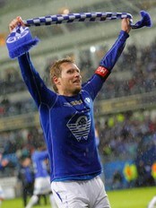 Moldes Daniel Berg Hestad jubler etter semifinalen i NM i fotball mellom Molde og Vålerenga  (Foto: Ekornesvåg, Svein Ove/Scanpix)