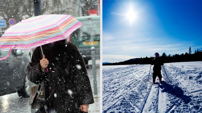 Snøvær i sør, solskinn i nord (Foto: Colourbox/Phillipe Pauchet og Scanpix/Johannessen Sara)
