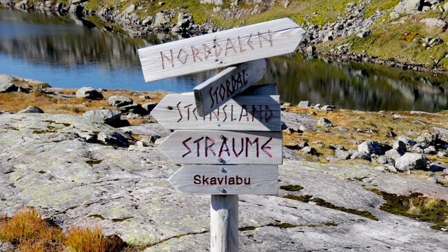 Turistforeningens skilt i Stølsheimen (Foto: Tore Sevheim/NRK) Turistforeningens skilt i Stølsheimen (Foto: Tore Sevheim/NRK)