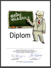 Diplom Geirs valgskole med ramme (NRK)