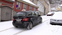 Kommunens snøvarsler (Foto: Shemsi Bunjaku/NRK)
