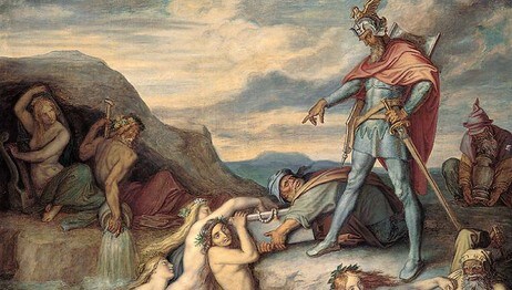 Hagen senker Nibelungenes skatt (Foto: Maleri av Peter von Cornelius)