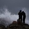 Stormbølgene fra «Berit» slår til på Revehavn på Nordsjøen ved Jæren i november.