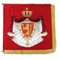 Dagens riksbanner ble anskaffet til kroningen i 1906 og har stått
fremme ved signingene i 1958 og 1991.
Dagens riksbanner ble anskaffet til kroningen i 1906 og har stått
fremme ved signingene i 1958 og 1991.