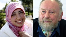 Asmaa Abdol-Hamid og Kurt Westergaard (Foto: Ernst van Norde /Peter Endig/Scanpix/Afp)