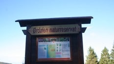 Informasjonstavle på beitet ved Ørdalen gård og parkeringen