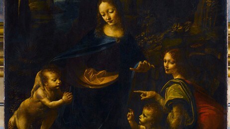 Madonnaen i grotten (199 x 122 cm) malte Leonardo mellom 1483-85. (Foto: Musee do Louvre, Paris.) Madonnaen i grotten (199 x 122 cm) malte Leonardo mellom 1483-85. (Foto: Musee do Louvre, Paris.)