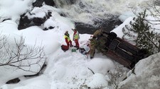 Ulykke ved Åmnesfossen (Foto: Kjell Aulie, Varden) Ulykke ved Åmnesfossen (Foto: Kjell Aulie, Varden)