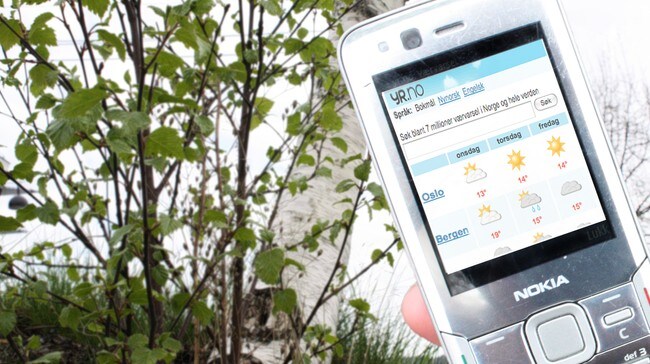 m.yr.no på mobilen (Foto: Silje Almelid/NRK) m.yr.no på mobilen (Foto: Silje Almelid/NRK)