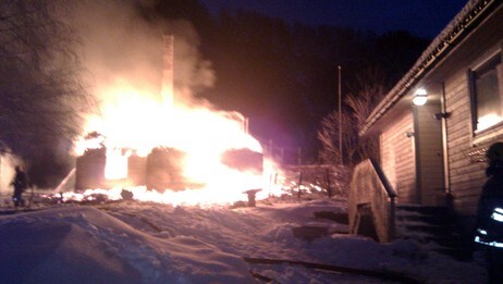 Brann i Hålandsdalen (Foto: Fusa brannvesen)