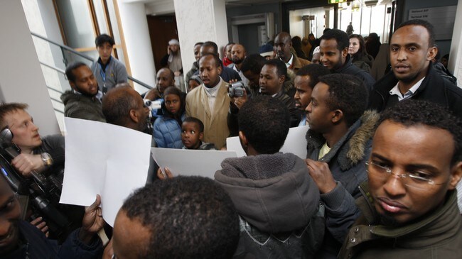 Somaliere demonstrerte i tinghuset (Foto: Åserud, Lise/SCANPIX)