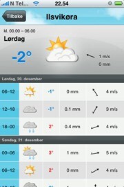 yr.no på iPhone: Stedvisning yr.no på iPhone: Stedvisning