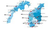 Kart som viser NRK-avdelingene landet rundt