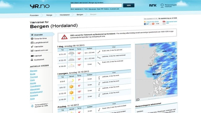 Når er det best å sjekke yr.no? – yr.no