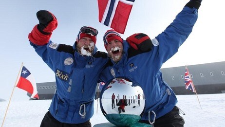 Stian Aker og Rune Malterud på Sydpolen (Foto: Petter Nyquist/ao3spr.com)
