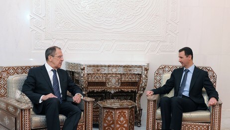 Sergej Lavrov og Bashar al-Assad i Damaskus. (Ap) Sergej Lavrov og Bashar al-Assad i Damaskus. (Ap)