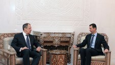 Sergej Lavrov og Bashar al-Assad i Damaskus. (Ap)