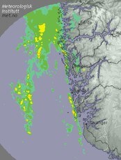 Regnradar (Foto: Meteorologisk Institutt)