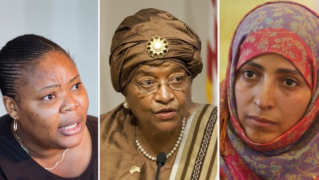 Leymah Gbowee, Ellen Johnson-Sirleaf og Tawakkol Karman (Scanpix)