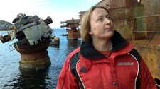 Eva Husby ombord på «Murmansk» (Foto: Rune Berg/NRK)