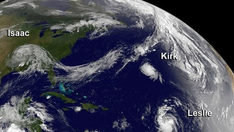 De tropische storm Kirk op weg naar Europa (Foto: HO / AFP)