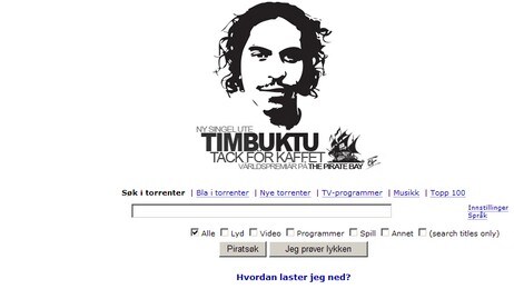 Timbuktu på Pirate Bay (Foto: Skjermdump) Timbuktu på Pirate Bay (Foto: Skjermdump)