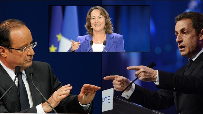 Segolene Royal mellom Hollande og Sarkozy (AFP/Reuters) Segolene Royal mellom Hollande og Sarkozy (AFP/Reuters)