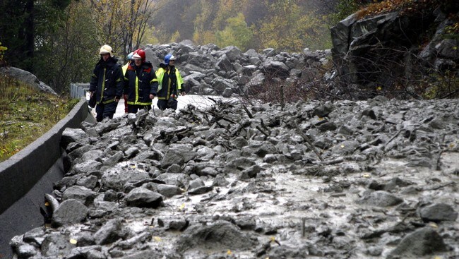 Skred mellom Odda og Tyssedal (Foto: Knutsen, Svein/SCANPIX)
