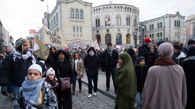 Demonstrasjon mot Israels krigshandlinger i Gaza  (Foto: Junge, Heiko/SCANPIX)