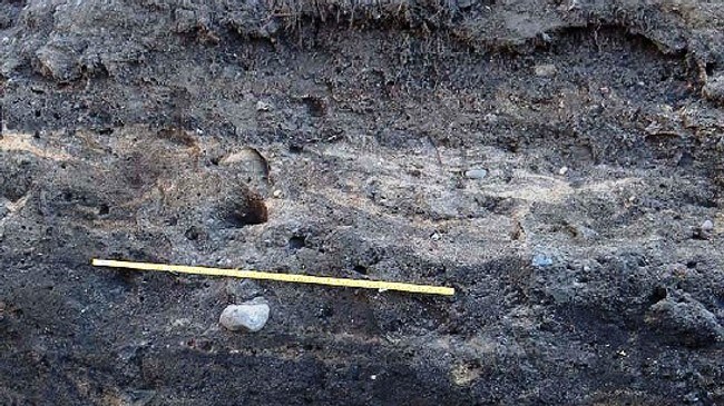 Over og under reformasjonen markert med meterstokk.  (Foto: Vestfold Fylkeskommune)