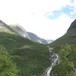 Skogadalsbøen sett fra stien mot Vormeli på vestsiden av Utladalen. På høyreside sees Skogadøla.
