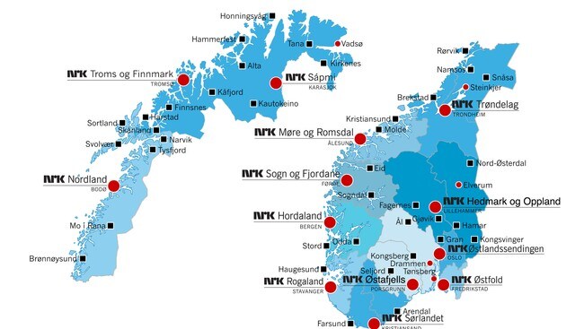 NRKs avdelinger og kontorer landet rundt (NRK)