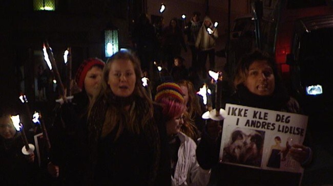 Nei til pels (Foto: Andreas Sundby/NRK) Nei til pels (Foto: Andreas Sundby/NRK)