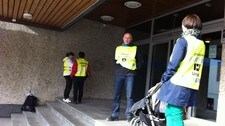 Streikevakt politiet (Foto: Rune N. Andreassen/NRK) Streikevakt politiet (Foto: Rune N. Andreassen/NRK)