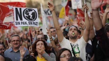 demonstrasjon spania (Foto: DANI POZO/Afp) demonstrasjon spania (Foto: DANI POZO/Afp)
