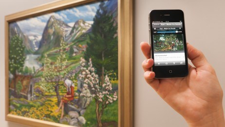 Astrup-utstillingen i Bergen Kunstmuseum som app på smarttelefonen. (Foto: Dag Fosse)