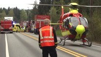 Vogntog veltet på E6 ved Stange (Foto: Anne Kari Løberg/NRK)