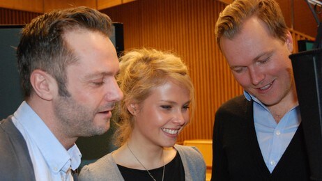 Espen Reboli Bjerke, Andrea Dahle og Christian Rubeck (Foto: Antonia Pambou/NRK) Espen Reboli Bjerke, Andrea Dahle og Christian Rubeck (Foto: Antonia Pambou/NRK)
