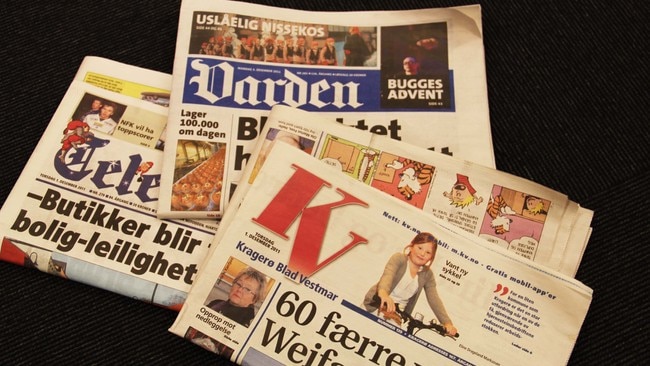 Varden, Telen og Kragerø Blad Vestmar (Foto: Grete Ingebjørg Berge/NRK) Varden, Telen og Kragerø Blad Vestmar (Foto: Grete Ingebjørg Berge/NRK)