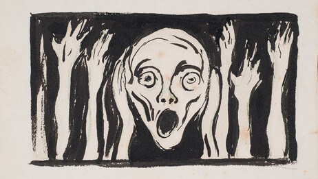 Edvard Munch: Skrik (udatert tusj på papir), (Munch/BONO/2013). (Foto: Kunstmuseene i Bergen) Edvard Munch: Skrik (udatert tusj på papir), (Munch/BONO/2013). (Foto: Kunstmuseene i Bergen)