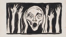 Edvard Munch: Skrik (udatert tusj på papir), (Munch/BONO/2013). (Foto: Kunstmuseene i Bergen)