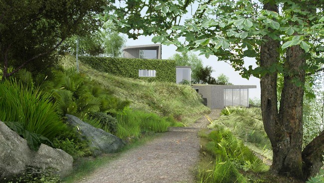 Inngang til besøkssenteret ved Astruptunet. (Foto: Illustrasjon: Ly arkitekter)
