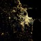 Byen Napoli, den største byen i Sør-Italia, natt til 1. april. Det som ligner på et svart hull i midten av bildet er vilkanen Vesuv, som under et utbrudd begravde byen Pompeii i år 79 e. Kr. 