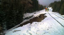 Ras på Nordlandsbanen, ved Kvalfors (Foto: Frank Nygård) Ras på Nordlandsbanen, ved Kvalfors (Foto: Frank Nygård)