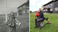 Steinbord utenfor Den Norske Fjellskolen (Foto: ukjent og Nikolas Gogstad-Andersen) Steinbord utenfor Den Norske Fjellskolen (Foto: ukjent og Nikolas Gogstad-Andersen)