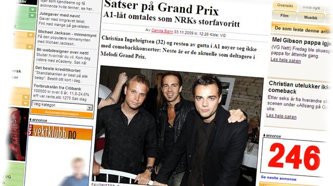 VG spekulerer i MGP-artister (Foto: Faksimile fra VG Nett)